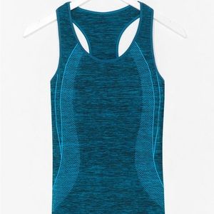 Blue matching tank and legging workout set